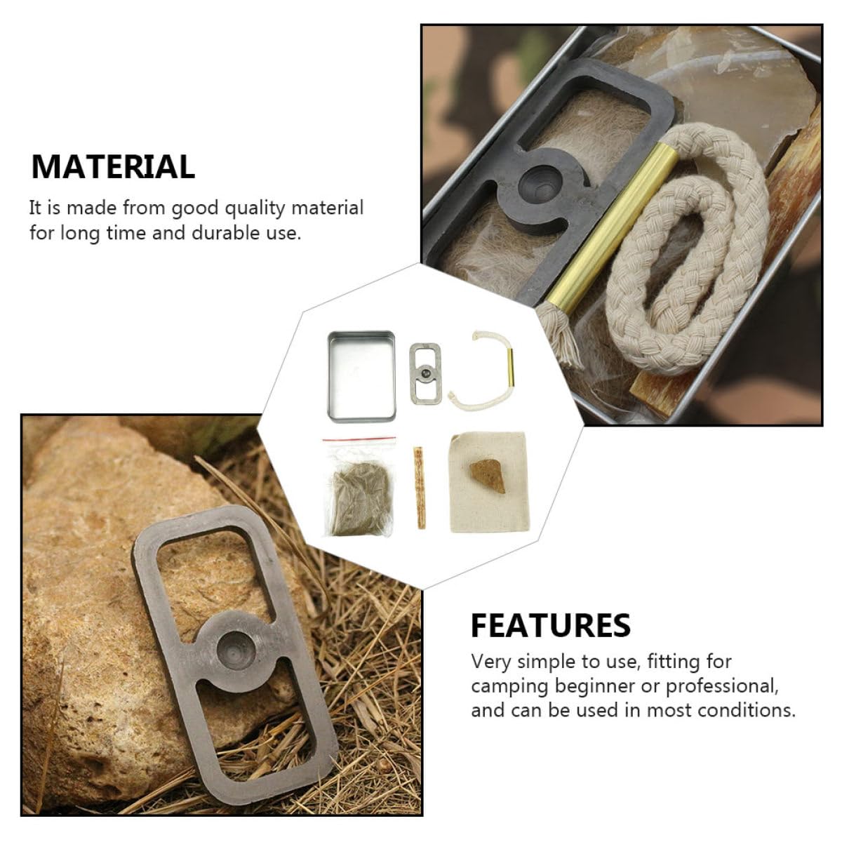 Kit de Cuerda de Fuego de Algodón para Supervivencia y Barbacoa al Aire Libre, Encendido Instantáneo, Adecuado para Camping y Principiantes, 1 Set