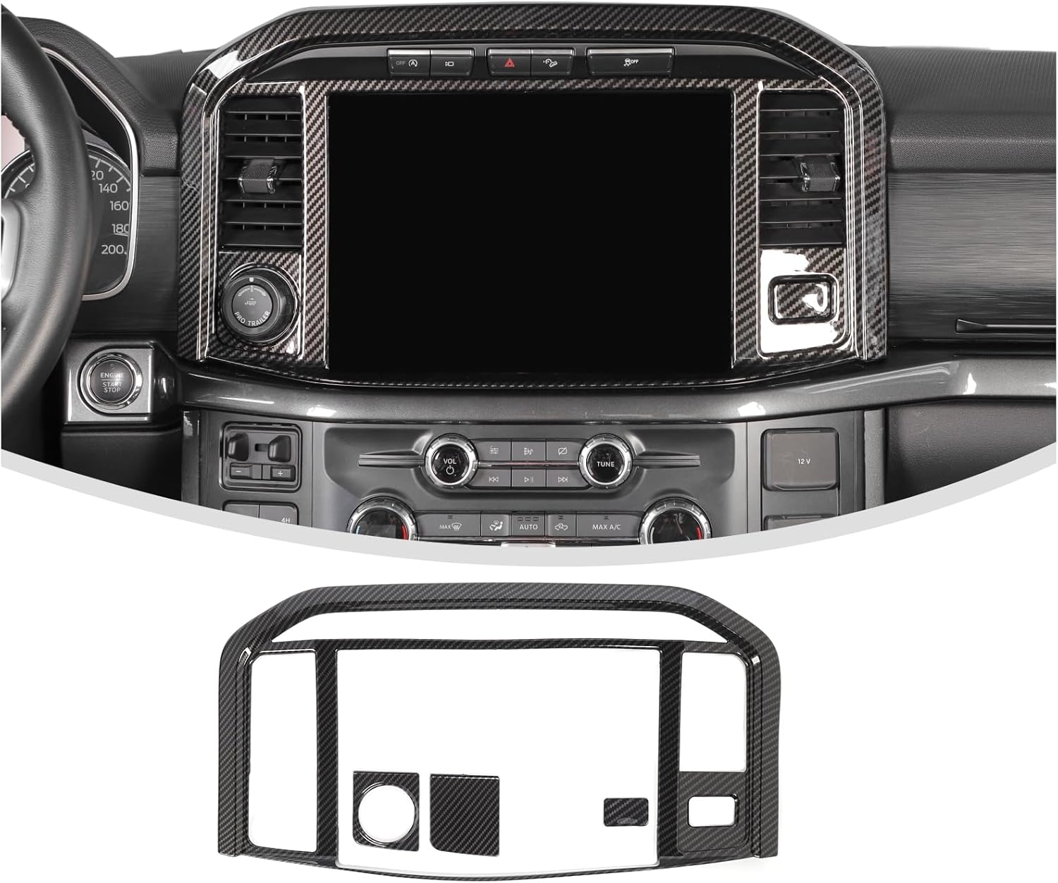 Linskip Dash Board Information Screen Trim Compatible with Ford F150 2021 2022 2023 2024 2025+, Air Vent Covers for 21+ F150 Interior Accessories Carbon Fiber Black Carbon Fiber Standard Trim