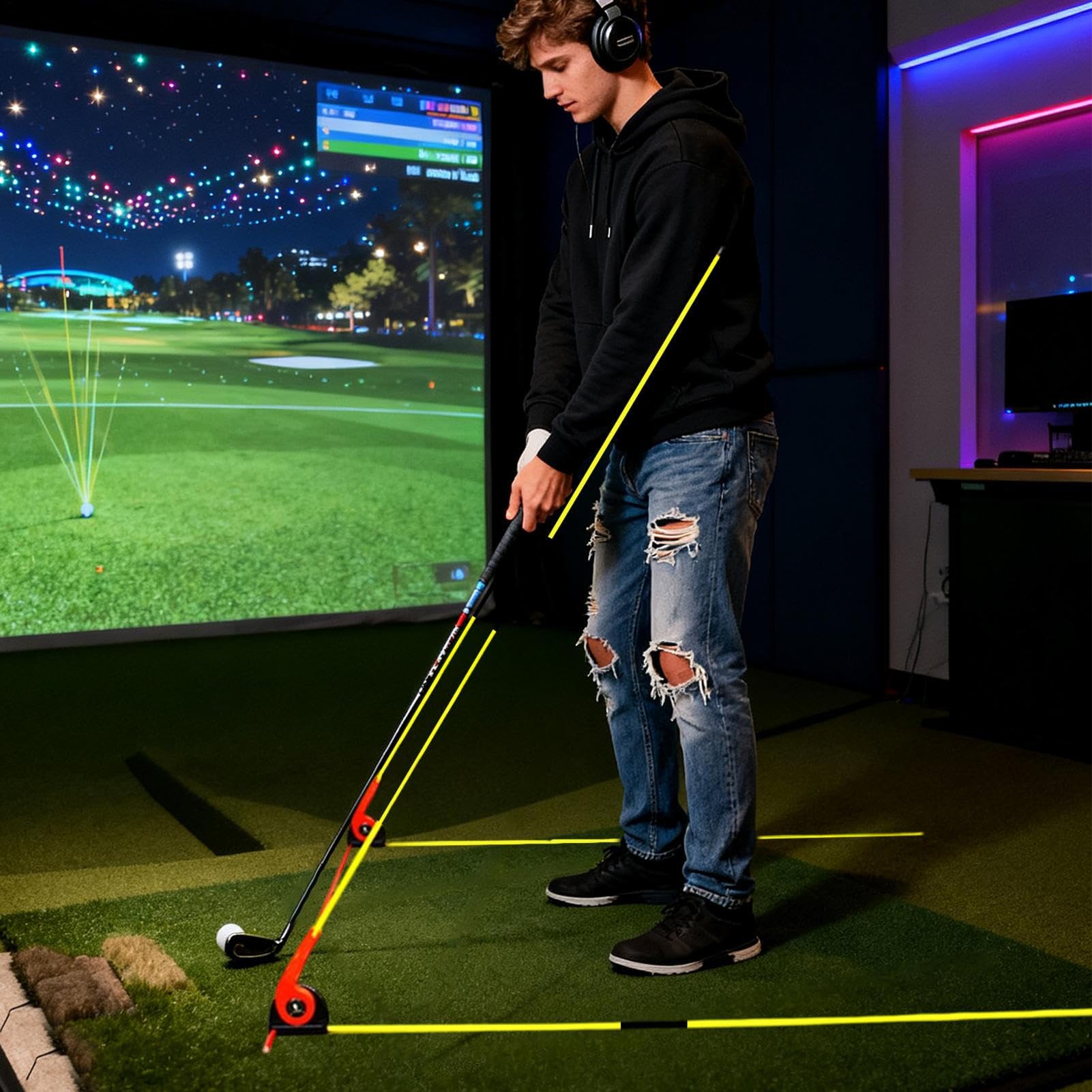 Uchwyt Do Kijów Wyrównania Golfowego Sprzęt Do Ćwiczenia Swinga Z Regulacją | Narzędzie Korektora Putta Golfowego Dla Mężczyzn, Kobiet, Profesjonalistów, Graczy I Rodziny
