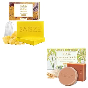 Natural Sulfur Soap Rice Water Shampoo Bar and Conditioner Set