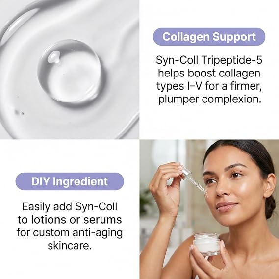 Palmitoyl Tripeptide-5 Collagen Peptide Serum Booster for Face, Swiss Made