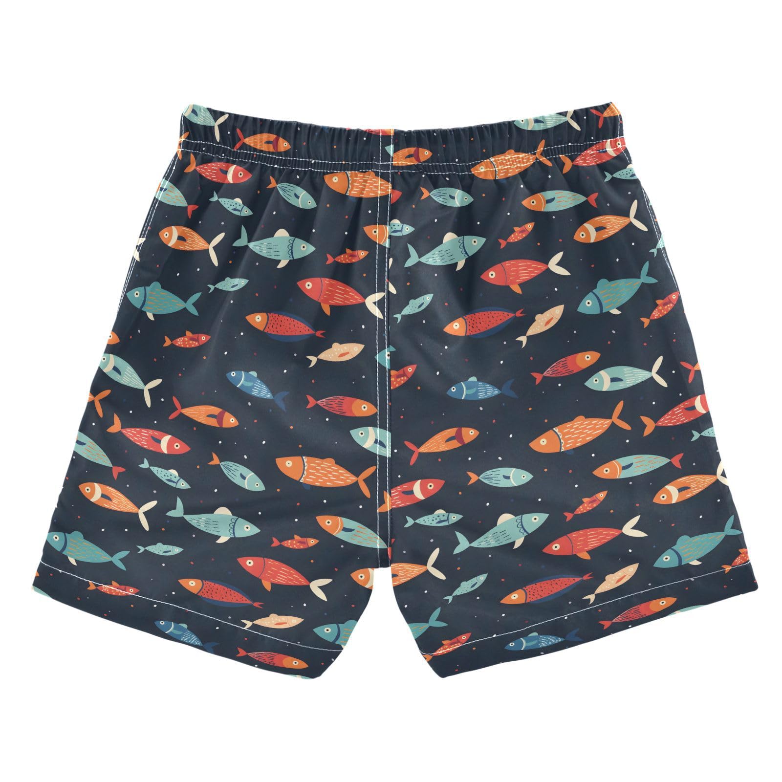 ALAZA Fish Navy Blue Polka Dots Boys Quick Dry Beach Board Shorts Kids Swim Trunks Bathing Suit Swimsuit 2T