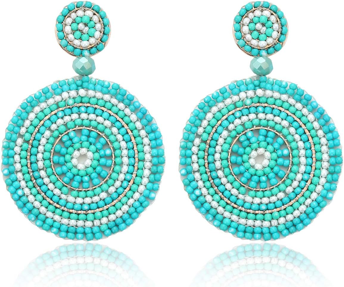 Beaded Drop Earrings for Women Handmade Colorful Beaded Earrings Boho Statement Beaded Dangle Earrings Summer Beach Jewelry Gifts