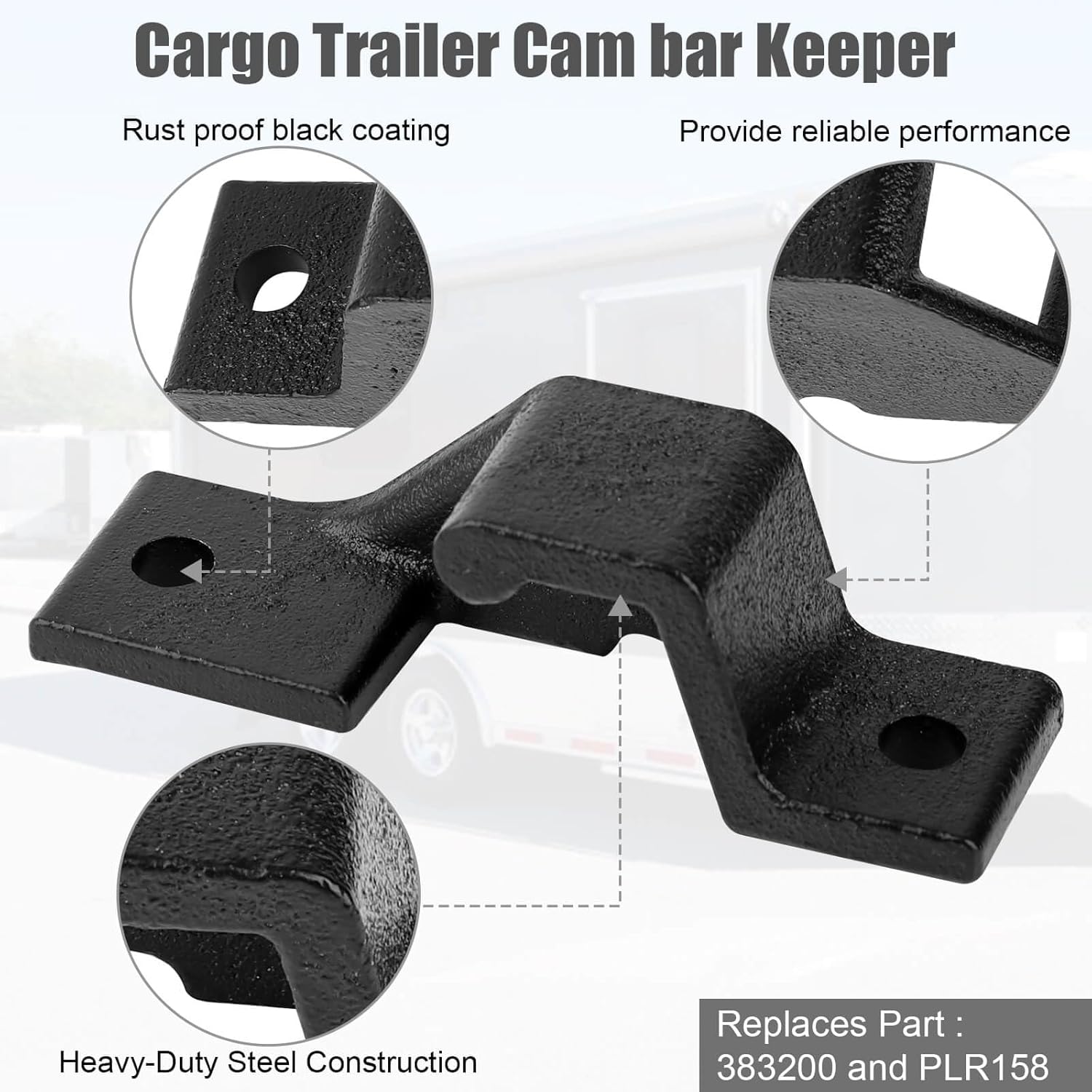 Dump Trailer Cam Lock Door Assembly Set, Replacement for Cam Bar Rear/Side Trailer Door Keepers, Cargo Trailer Double Door Keeper for Trailer Door Cam Lock Hardware Assemblies - (Set of 4)