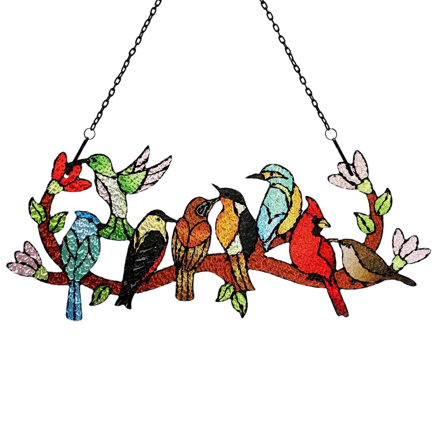 Sun Catchers for Windows, Stained Glass Effect Acrylic Bird Sun Catcher, Colorful Hanging Bird Suncatchers for Windows, Home, Garden, Gift, Outdoor Decor