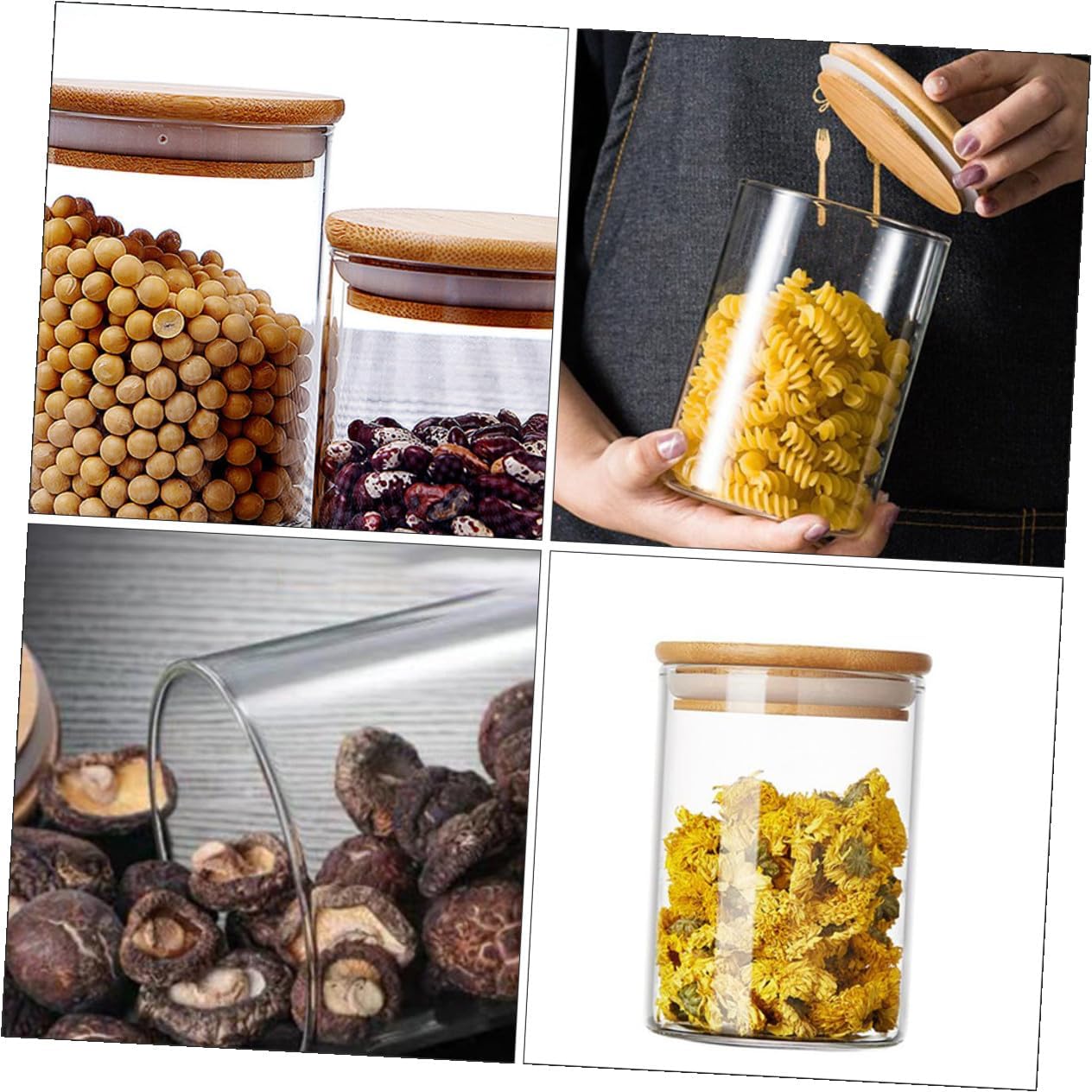 Kichvoe 10pcs High Borosilicate Glass Jars with Airtight Lids, 6.5x8cm Sealed Food Storage Canisters for Tea, Sugar, and Snacks, Glass Containers for Kitchen Organization