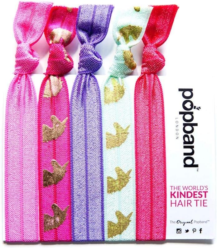 Popband Unicorn Print Elastic Hair Tie Band 5 Pack