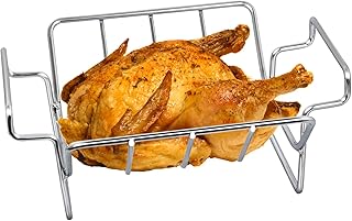 Burly grill Turkey Rack Turkey Roast Rack for Big Green Egg, BBQ Rib Rack for Smoking Turkey Smoker Roasting Rack Roaster Pan Stainless Steel for Large Big Green Egg and Kamado Joe Pit Boss