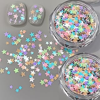 2 Box Colorful Star Glitter for Nails Ultrathin Paillette Nail Art Charms Star Sprinkles Nail Glitter Flakes Mini Stars Sequin Charms for Nails Design Candy Color Stars Christmas Sequins for Crafts
