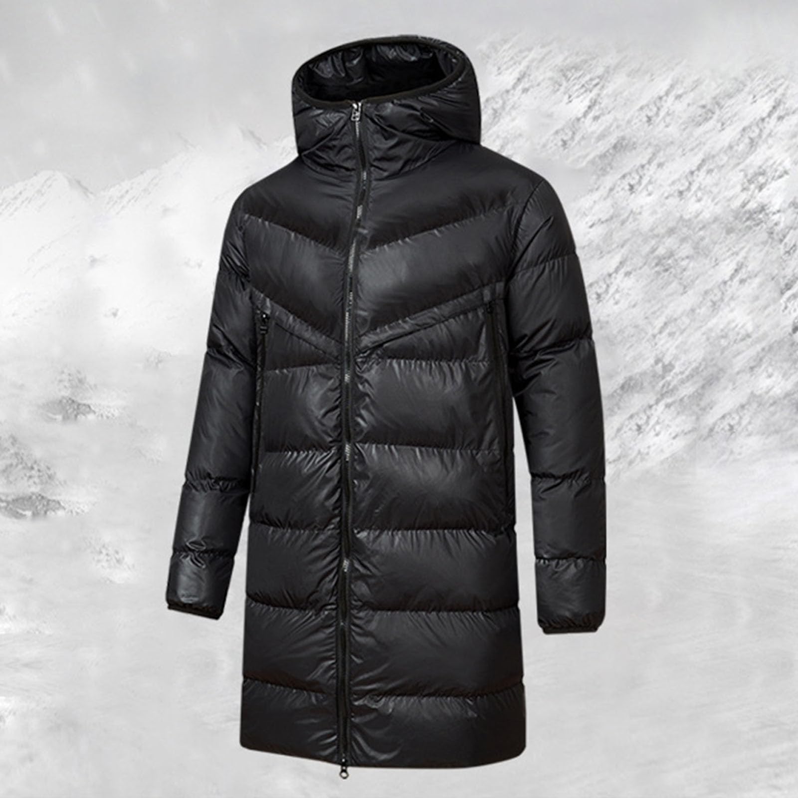 NUSGEAR Abrigo con capucha Hombre Invierno Chaqueta largo impermeable Acolchado Cazadora Algodón Gruesa Moda Cardigan Caliente Outwear Cálido parka plumas Deportivo Coat Talla grande 2024