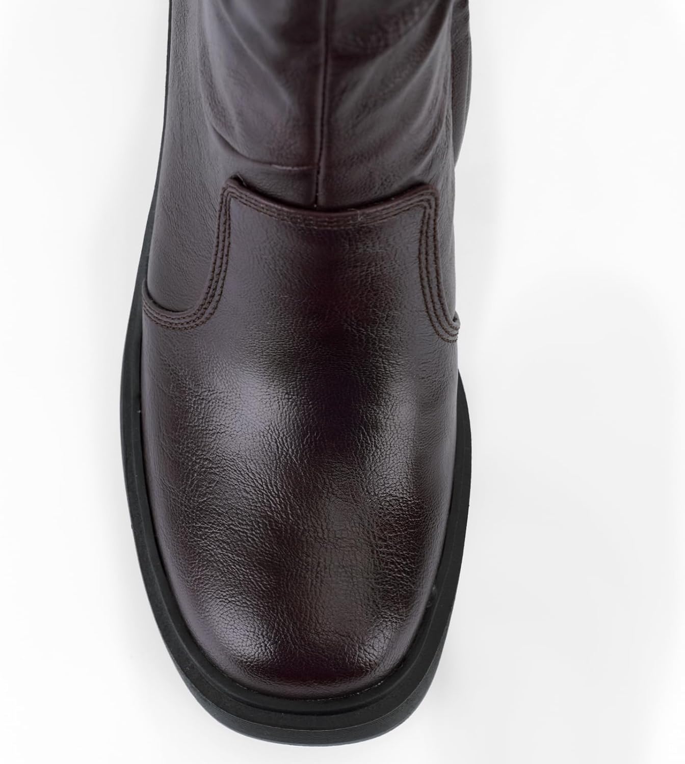 UBWDU Women's Platform Campus Knee High Boots Side Zipper Chunky Block heel Tall Boots Square Toe Long Leather Booties - Image 7