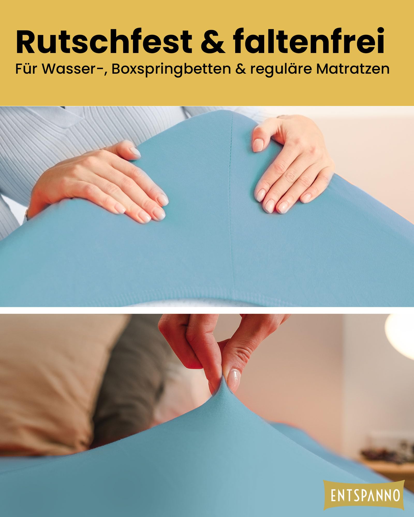 Entspanno Luxus Spannbettlaken 2X 90x200 bis 100x220cm - Aus weichem Premium Jersey - Ideal für Wasser- & Boxspringbetten bis 35cm Höhe - Petrol