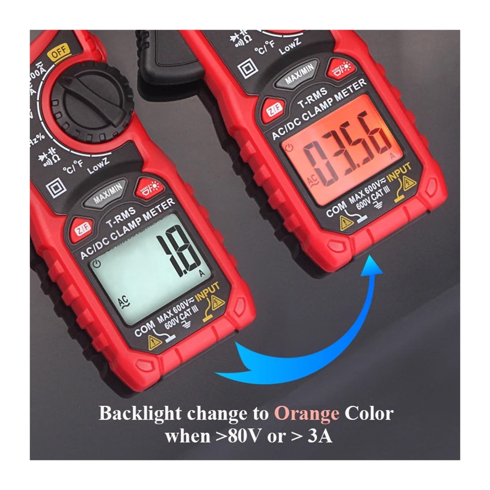Amazon.co.jp: HT206A デジタルクランプメーター 206D AC DC 電流 600A