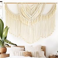 Vista 10 de IOWER Decoración de pared de macramé, 75 pulgadas de ancho x 35 pulgadas de largo, macramé extra grande para colgar en la pared, artesanía