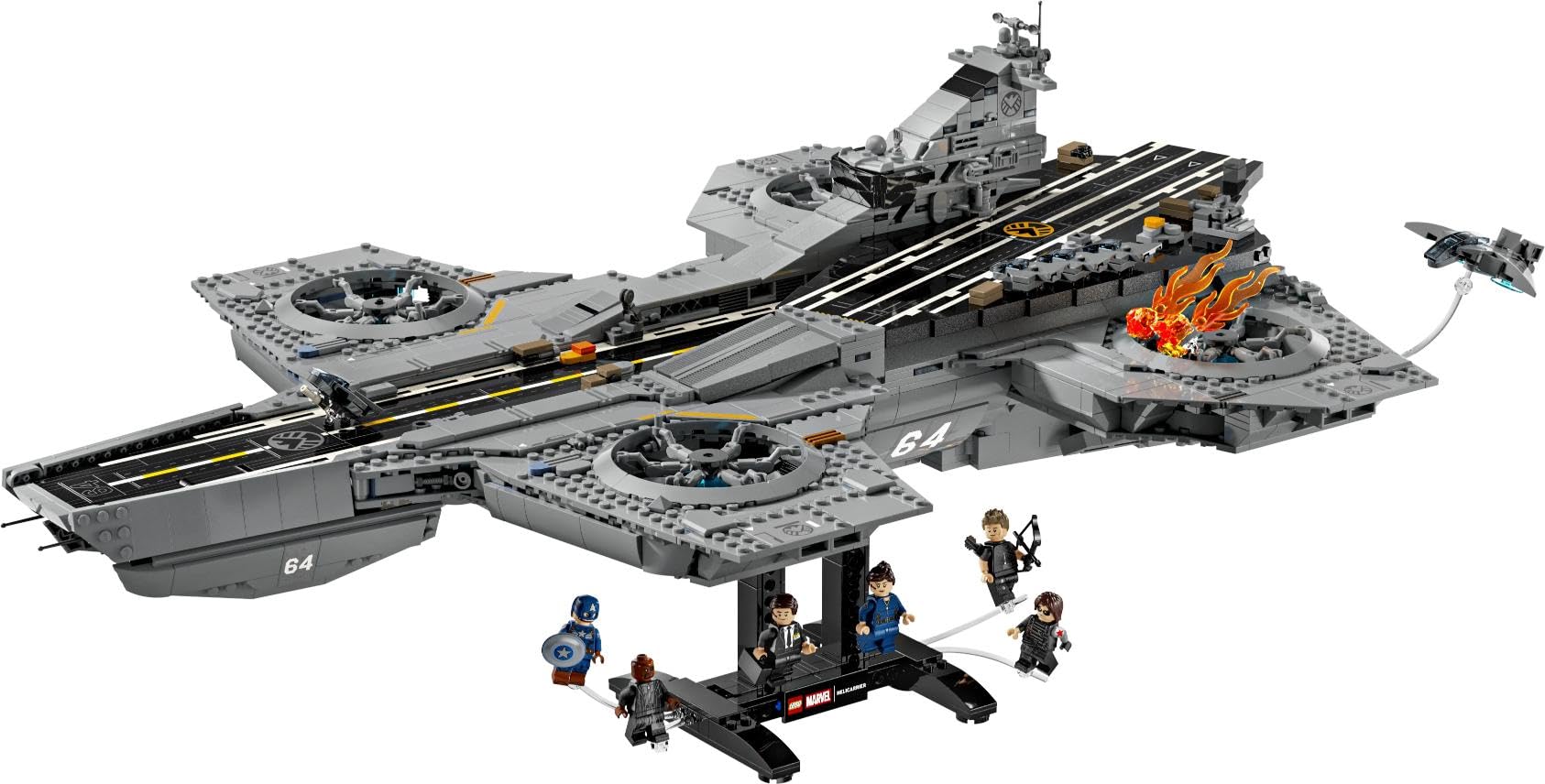 LEGO ǀ Marvel Elivelivolo S.H.I.E.L.D. - Kit di Modellismo per Adulti - 6 Minifigure, tra cui Captain America e Nick Fury - Decorazione per Mensola Fai da Te - Regalo per i Fan degli Avengers - 76354