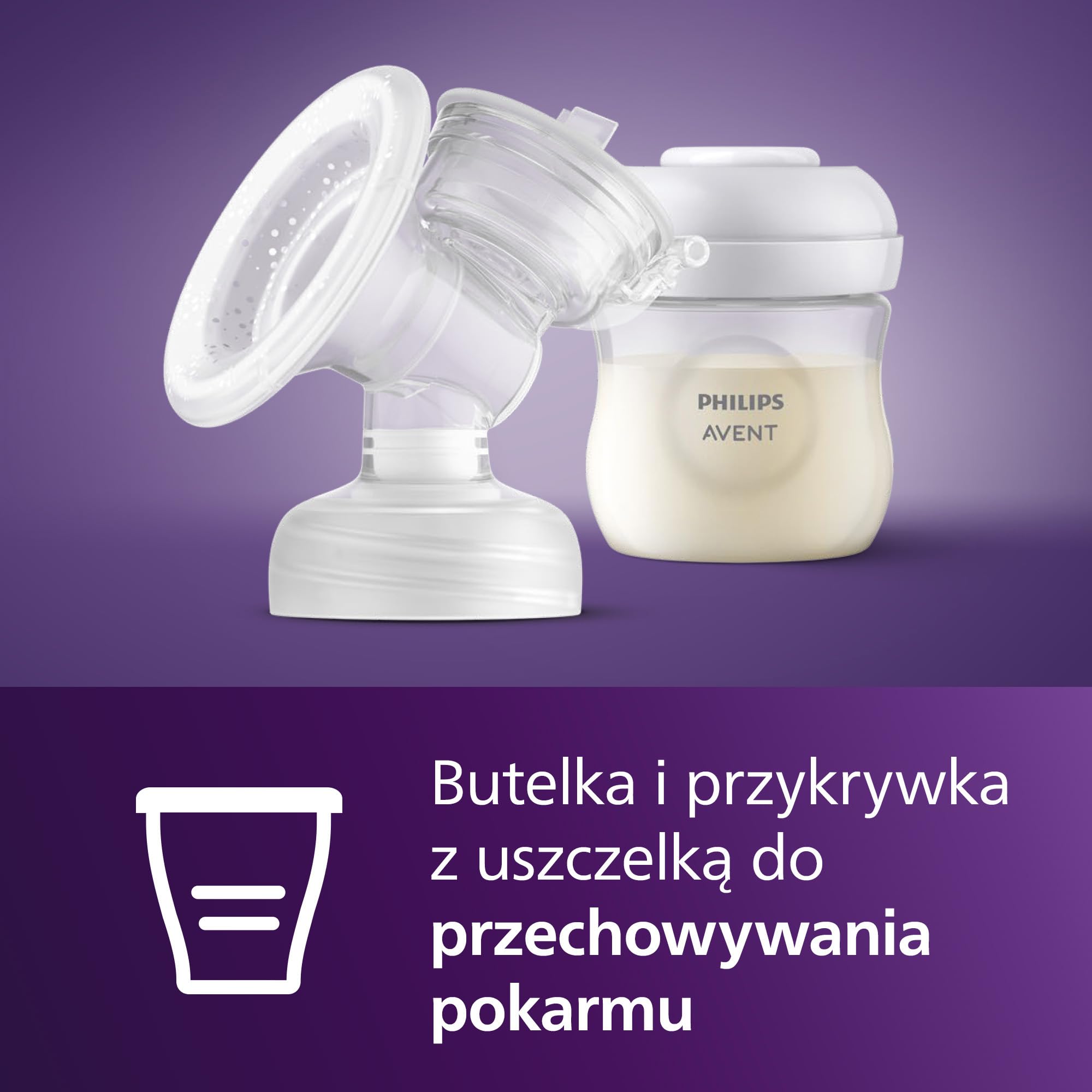 Philips Avent zestaw do pojedynczego laktatora, bez części silnikowej, łatwe czyszczenie i montaż, 1 butelka, 1 dysk uszczelniający i 1 pierścień mocujący do przechowywania pokarmu, model SCF337/01