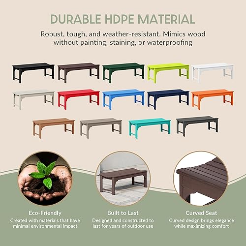 Vista 62 de WestinTrends Malibu - Banco para exteriores, resistente a todo tipo de clima, de madera de polietileno, sin espalda, para patio, jardín, asiento