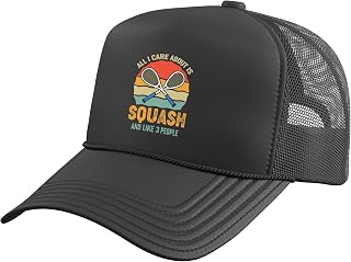 Retro Squash Quote Raquetball Squash Trucker Hat with Adjustable Mesh Back