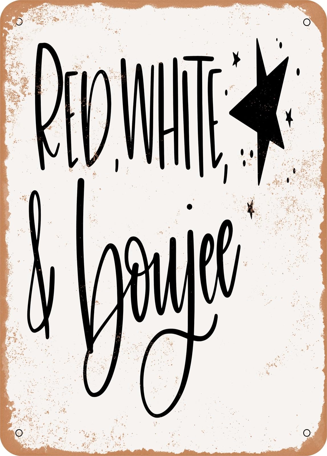 Miaomansenstore Metal Sign - Red White And Boujee - Vintage Rusty Look Home Decor
