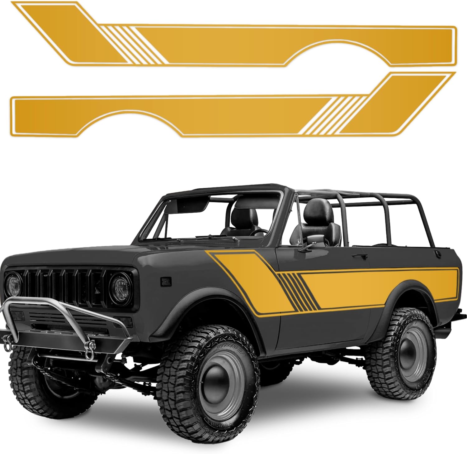 Rally Stripes Set for International Scout Race Stripes Retro Racing Vinyl Decal Kit Fits 1971-1980 Side Graphics Decal Set (White)