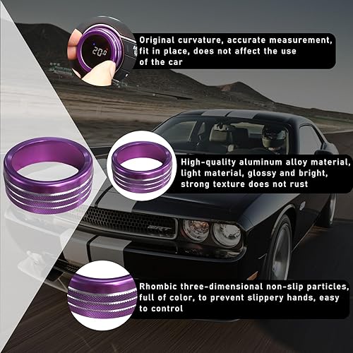 Miniatura 3 de 3 piezas de cubierta de botón de interruptor de aire acondicionado, anillos de aleación de aluminio compatibles con Dodge Challenger Durango