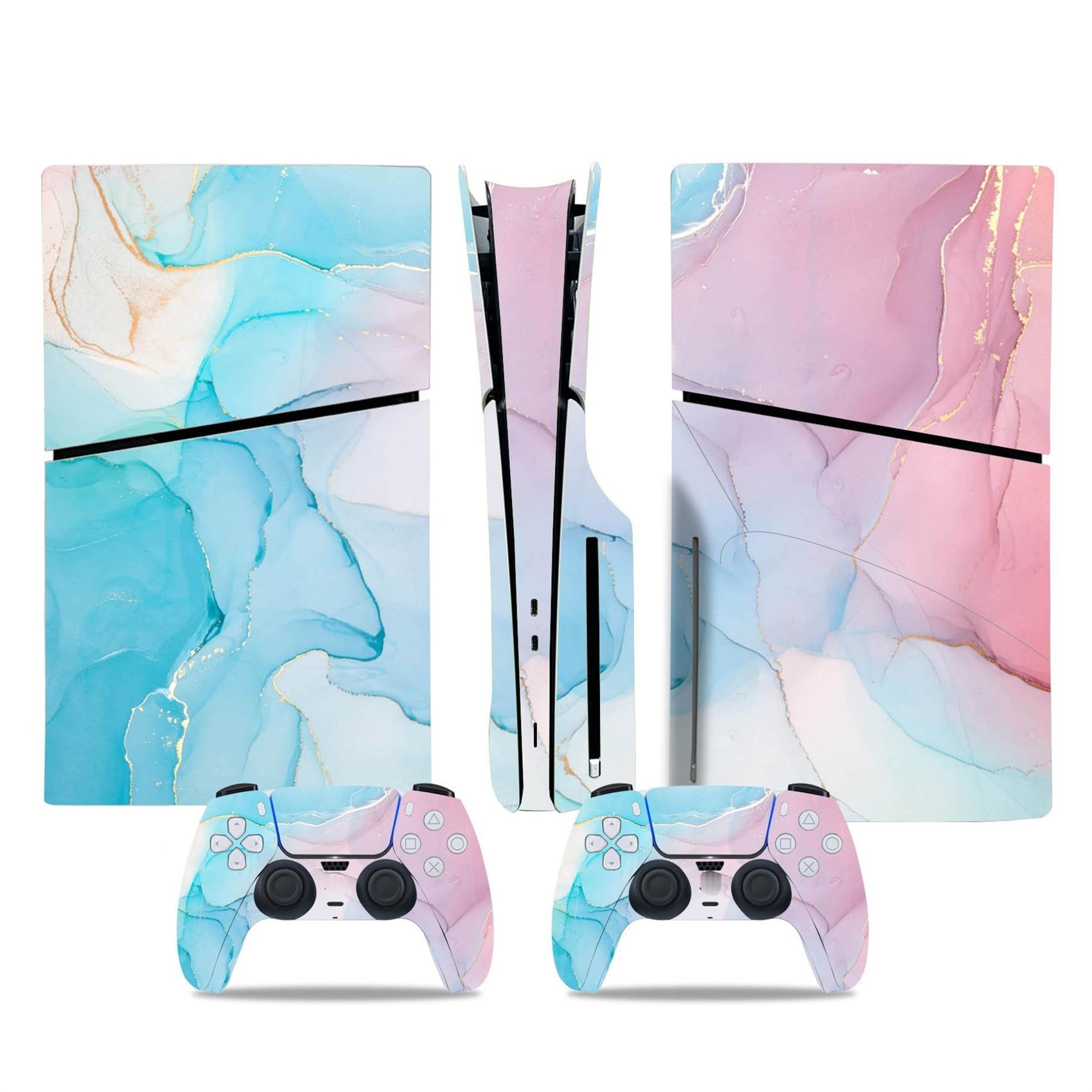 Console Afstandsbedieningskin Voor PS5 Slim Skin Disc Edition & Voor PS5 Slim Skin Digital Edition Console Controller Vinyl Cover Skins Wraps Krasbestendig Compatibel 59390 Huiden Wraps Cadeau (Size