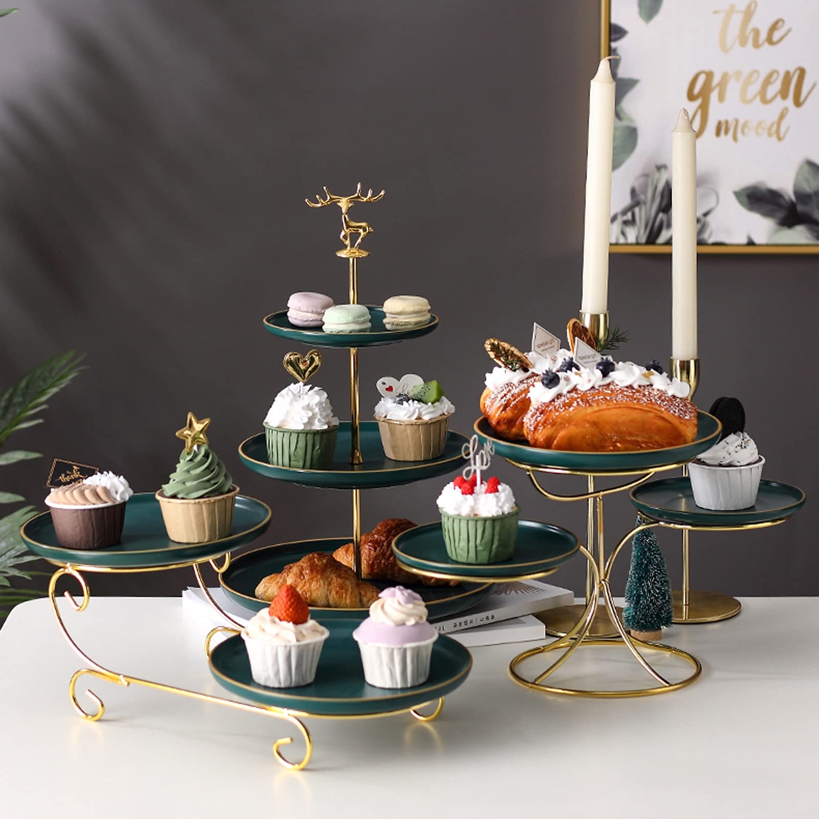 LUCBEI Stojak deserowy stojak na ciasto Phnom Penh ceramiczny stół deserowy stojak na tort weselny wielokrotnego użytku półmisek na herbatę, ślub i urodziny stojak na babeczki taca do serwowania