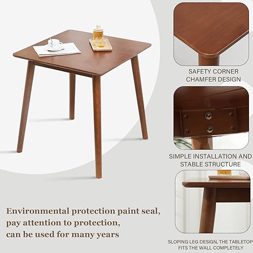 Miniatura 5 de OGMILL Mesa de comedor pequeña de 27.6 pulgadas para 2, mesa de comedor de cocina rústica que ahorra espacio, mesa moderna de mediados de siglo con