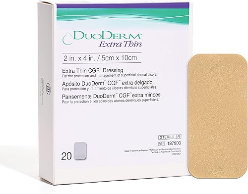 ConvaTec DuoDERM - Gel de control extra fino, fórmula de 2 x 4 pulgadas, apósito adhesivo estéril hidrocoloide para heridas superficiales, baja