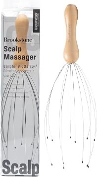 Brookstone Oak Head Massager Scalp | Head Massager for Relaxation | Premium Oak Head Scratcher for Stress Relief and Improved CirculationBrown