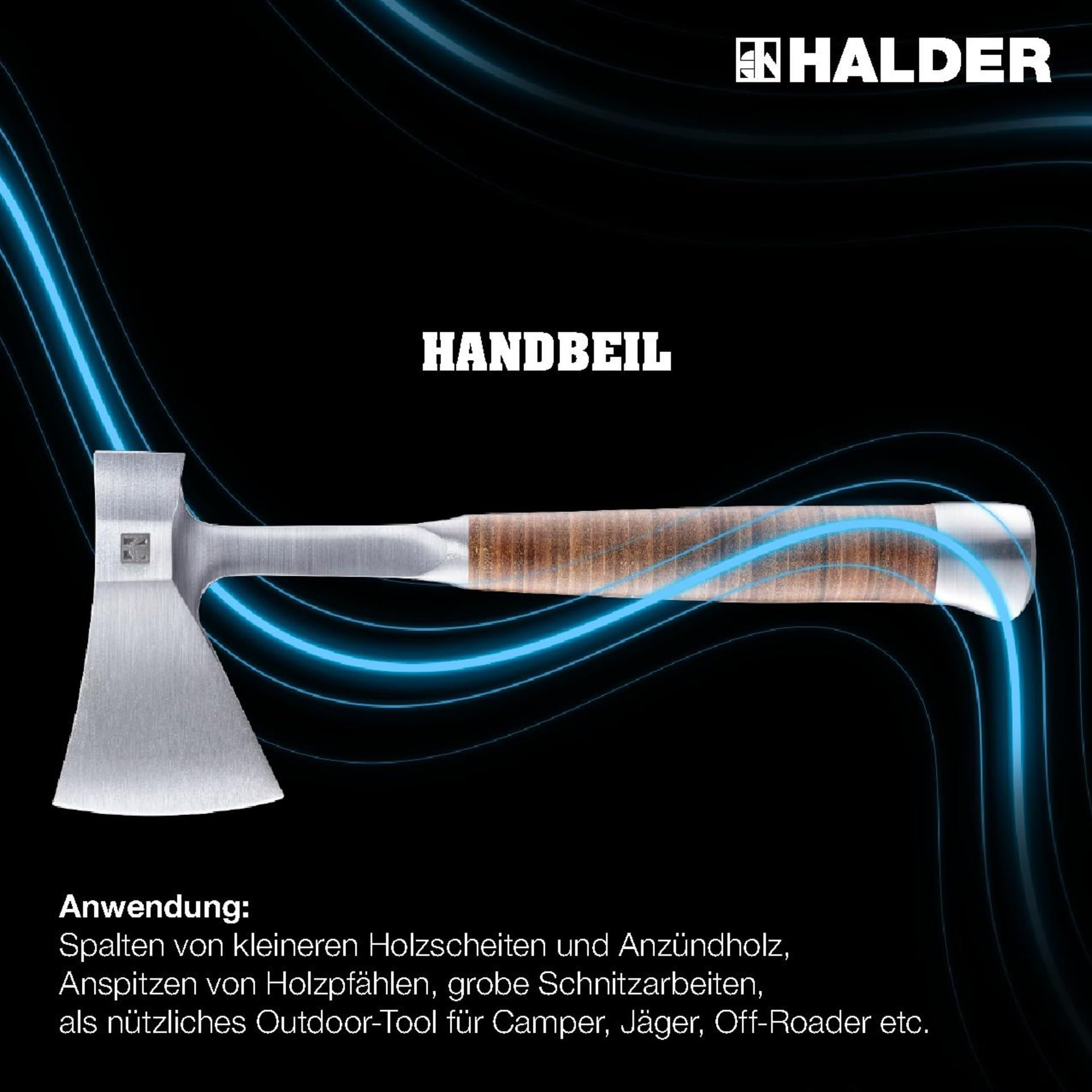 HALDER Handbeil, mit Ledergriff, inkl. hochwertiger Ledergürteltasche als Schneidschutz | 3555.375