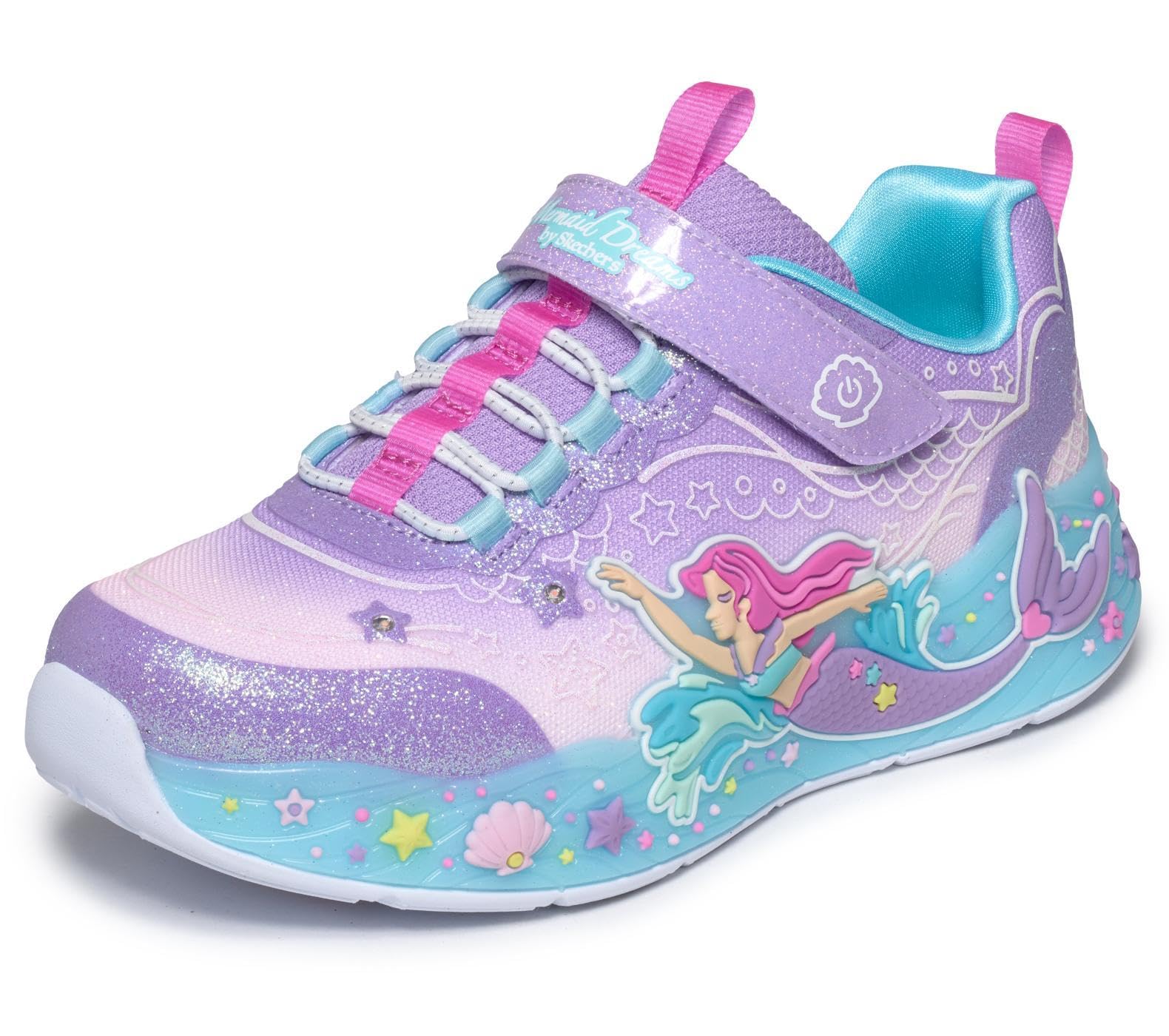 Skechers Girl's Mermaid Dreams Sneakers, Lavender Sparkle Mesh/Multi Trim, 12.5 UK Child