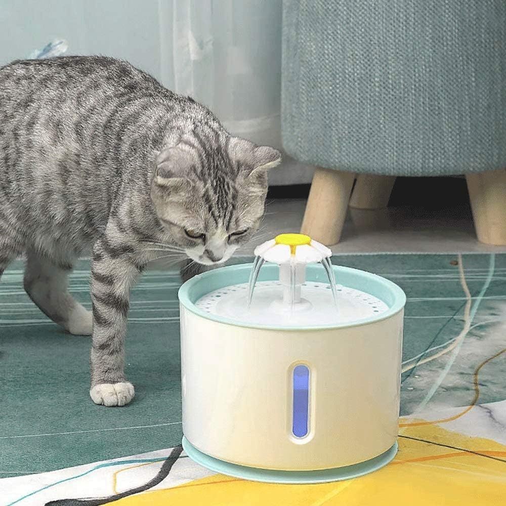 Cat Water Fountain, 2.4L Cat Fountain Vision Water Level Window, Pet Fountain with DC Silent Pump for Dog & Cat Drinking- Pet Water Dispenser Fountain Filter