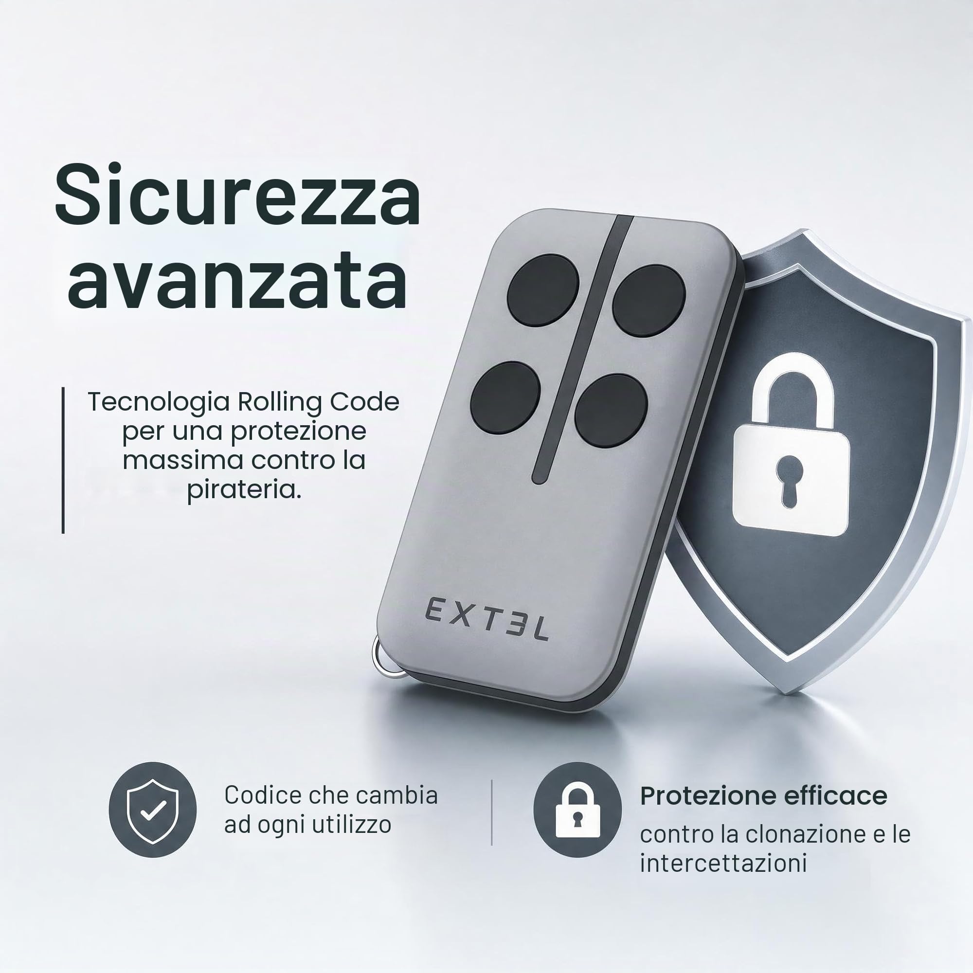 EXTEL Nuovo telecomando aggiuntivo 4 pulsanti per motorizzazione di cancello e Garage Extel, Avidsen, Astrell, Thomson, Easymate, Blyss che sostituisce il riferimento 750530