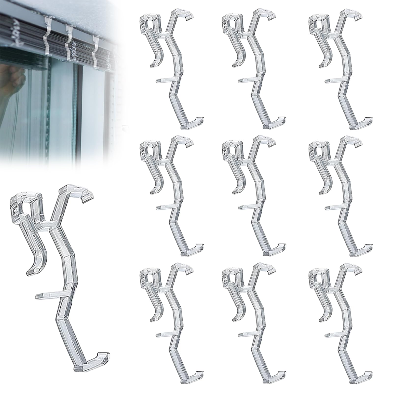 Blind Clips 10pcs Valance Clips Hidden Channel 2.5Inch Clear Window Blinds Hidden Clip Valance Blind Clips for Horizontal Mini Wood Blinds with 64mm in Width Retainer Holder