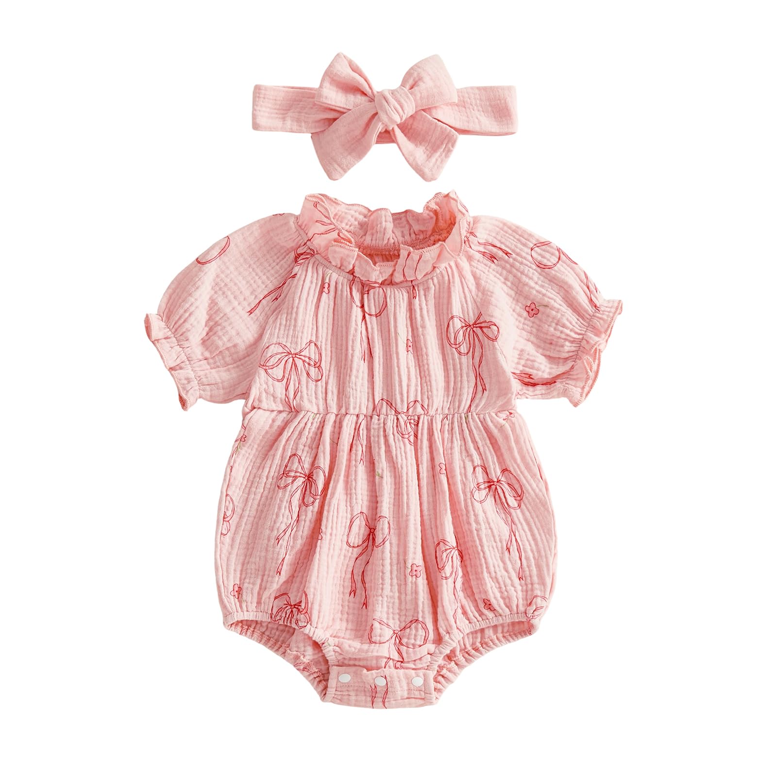 Twopumpkin Baby Girl Bubble Romper Newborn Ruffle Sleeveless Toddler Onesie Summer Outfit 0 3 6 9 12 18