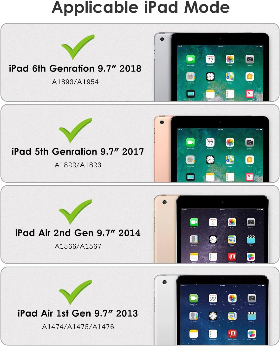 VIKESI for iPad 6th / 5th Generation 9.7 inch Case (2018/2017), iPad Air 2 & 1 (2014/2013) Case, Clear Back, Smart Cover [Built-in Pencil Holder, Auto Sleep/Wake] -Watermelon thumbnail