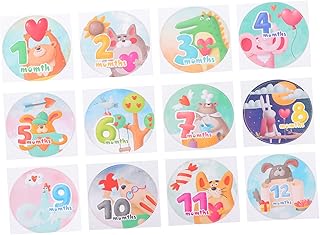 Beatifufu 1 Conjunto De Adesivos De Bebê Adesivos De Etiqueta Adesivos De Fotos Adesivos De Animais Para Crianças Adesivos Mensais De Marcos Adesivos De Mês De Bebê Adesivos De 12