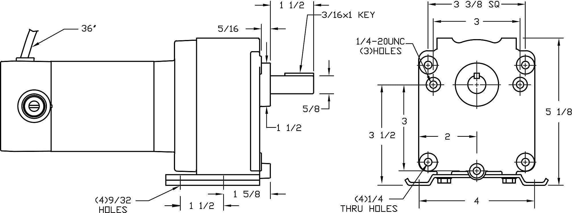 Dayton 1Z831 Gearmotor,94 RPM,12vdc - 1Z831