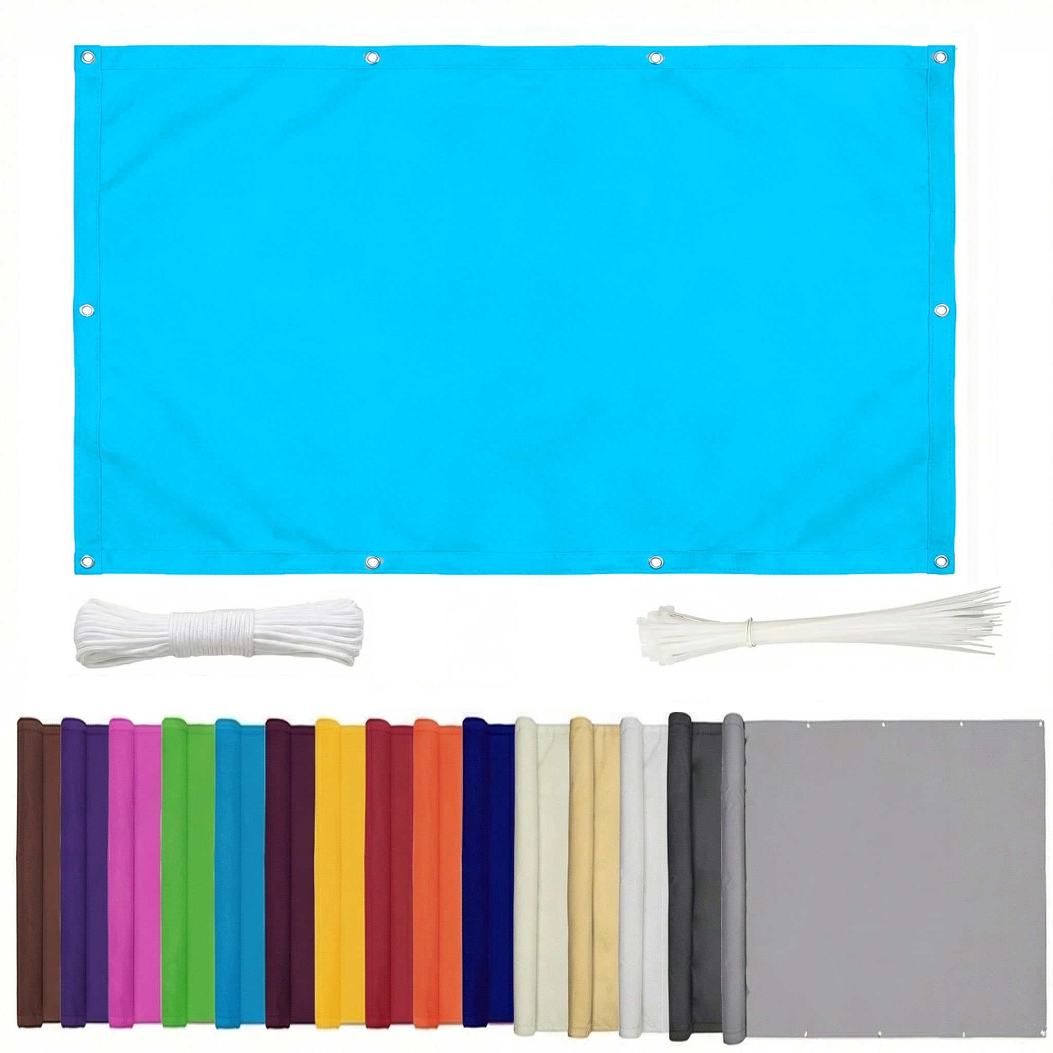 Luxurysail Balcony Privacy Screen PVC Anti-UV Fence Screen for Balcony Deck Patio Balcony Cover Sun Shade Windproof Waterproof with Cable Ties Blue 0.8x1.5m