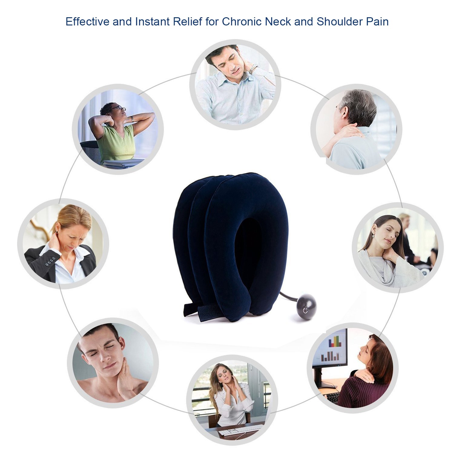 Cervical Neck Traction Device Inflatable Neck Stretcher, Easy to Use for Chronic Neck and Shoulder Pain Relief, Neck Cervical Brace Collar Pillow for Hom : Health & Household