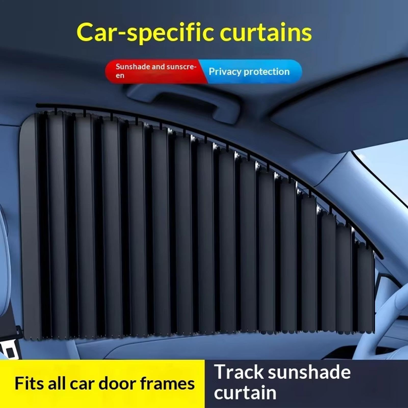 Tendine Parasole Auto 4 Pezzi Blocca Luce Protezione Raggi UV Scorrimento | Protezione Privacy dei Finestrini Auto Per Viaggi Campeggio Pause Vacanze Festività e