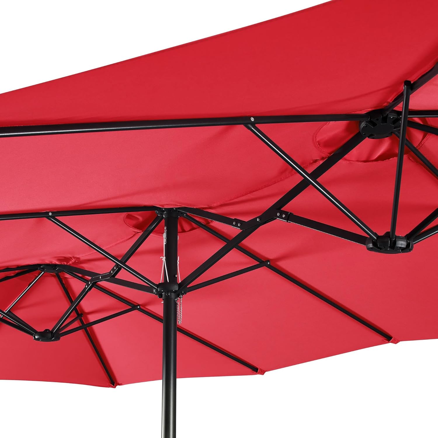 Yaheetech 15 ft Triple-size Patio Umbrella w/Base Included - Market Extra-Large Double Sided Umbrella - Twin-size Patio Parasol w/Easy Crank & 12 Strong Ribs & Ventilation Openings, Red
