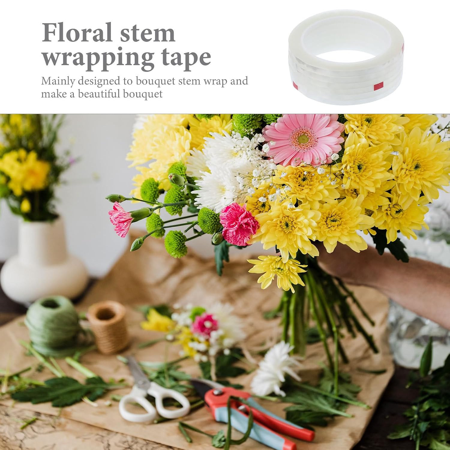 SUPVOX 6 Rolls Floral Stem Wrapping Tape Bouquet Stem Wraps for Florist Craft Supplies Waterproof 6mm X 66m Floral Tape for Flower Arranging and Plant Wrapping Random Color Random Color