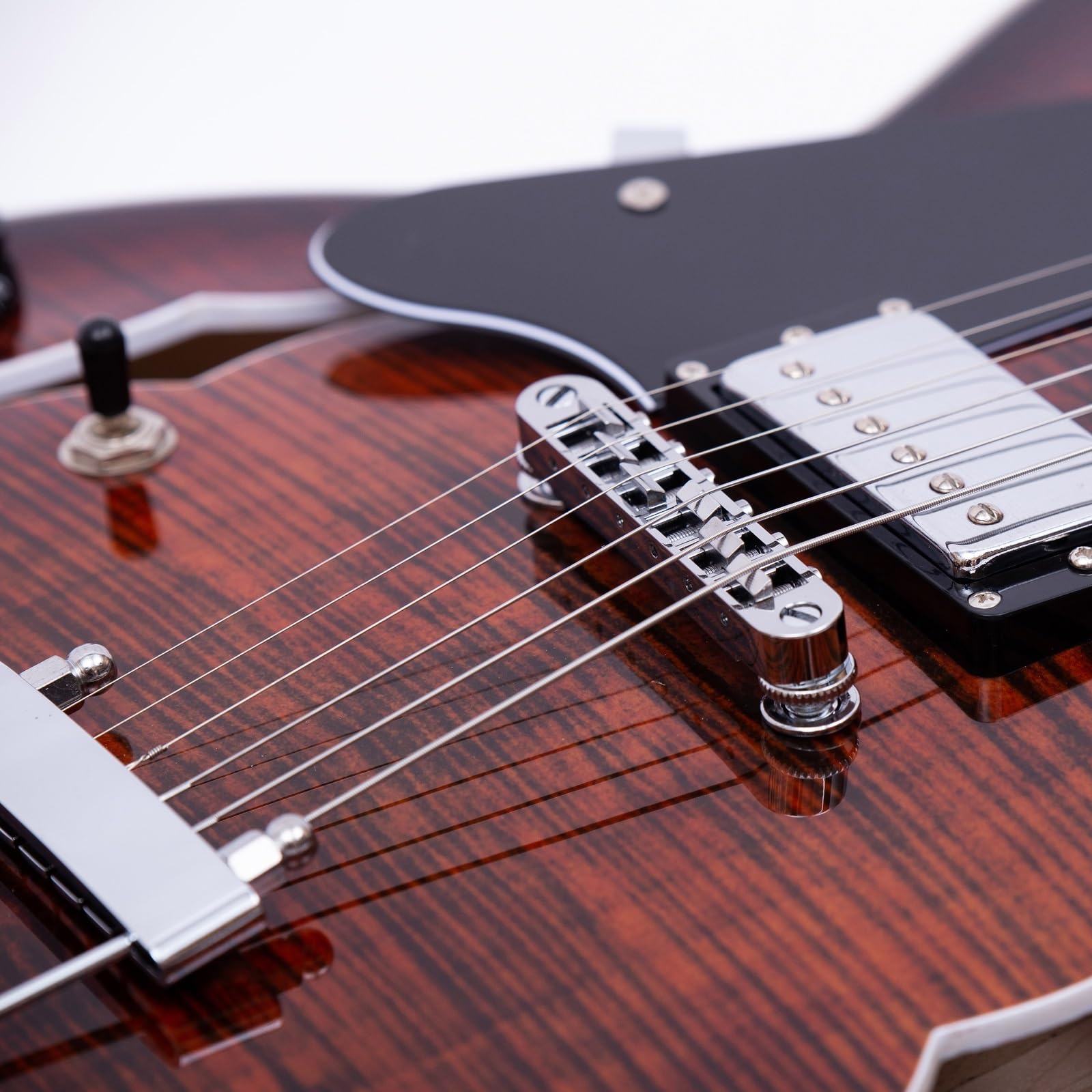 Practica Jugando Guitarra Eléctrica Guitarra Eléctrica Para Zurdos De Jazz 6 Cuerdas Puente Cola Cuerpo Semihueco Actuación Profesional(Type 1)