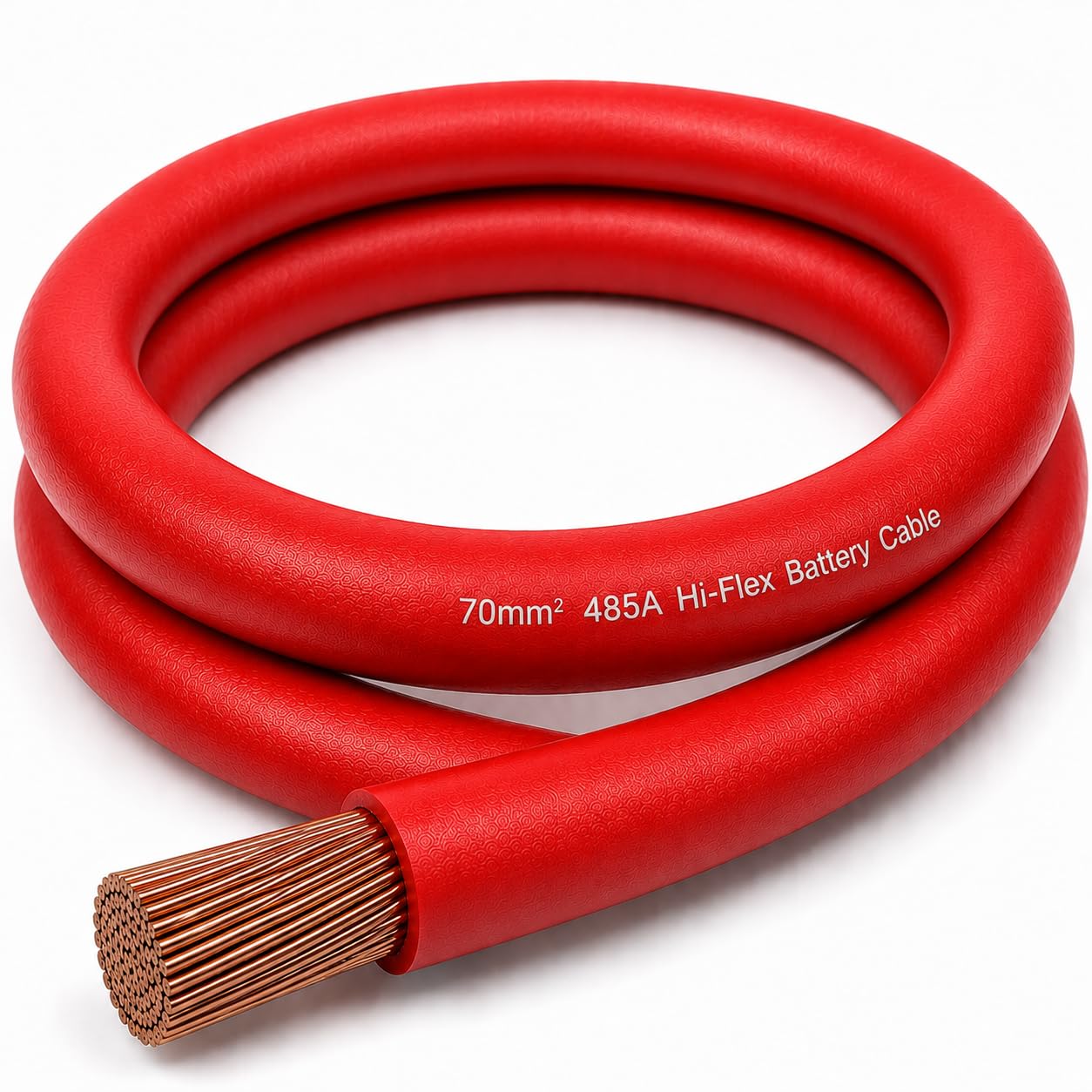 MKGT 485A Hi-Flex Battery Cable – 70mm2 00 Gauge Pure Copper Single Core PVC Welding Wire for 12V & 24V Automotive, Campervan, Solar, Inverter & Leisure Battery Systems (Red, 8 Meters)