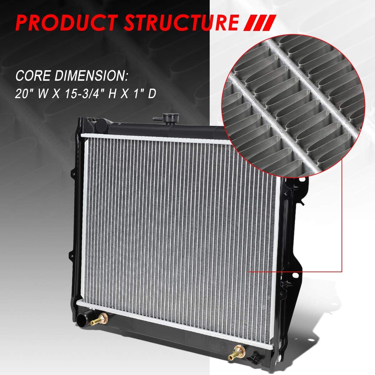 Auto Dynasty Radiator Compatible with 1984-1995 4 Runner Pickup 2.4L AT MT, DPI 945 Factory Style 1-Row Cooling Radiator, Aluminum Core