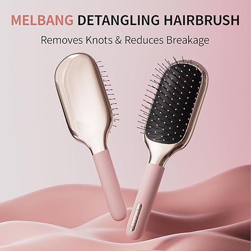 Miniatura 7 de MELBANG Cepillo de pelo de paleta - Cepillo de pelo rosa para mujeres, ideal para cabello grueso, uso húmedo y seco, cepillo desenredante y alisador