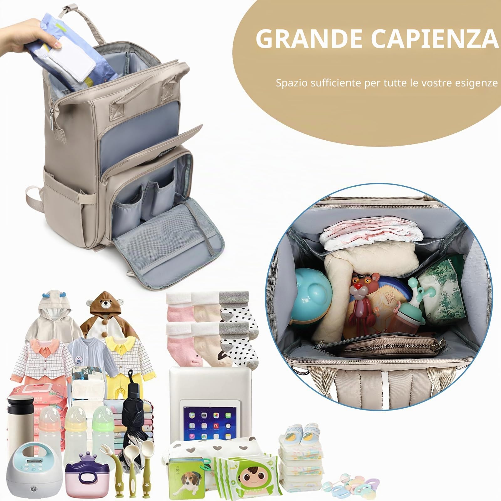 Pomelo Best Zaino Fasciatoio per Bambini con Fasciatoio Impermeabile Grande Capacità Borsa Passeggino per Viaggi - Serie Macaron