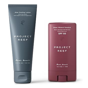 Project Reef After Sun Cooling Lotion & SPF 50 Sunscreen Stick Bundle - Reef Friendly, Ocean Safe, Nourishing Vegan Sunscreen for All Ages, No White Residue, Sustainable Packaging